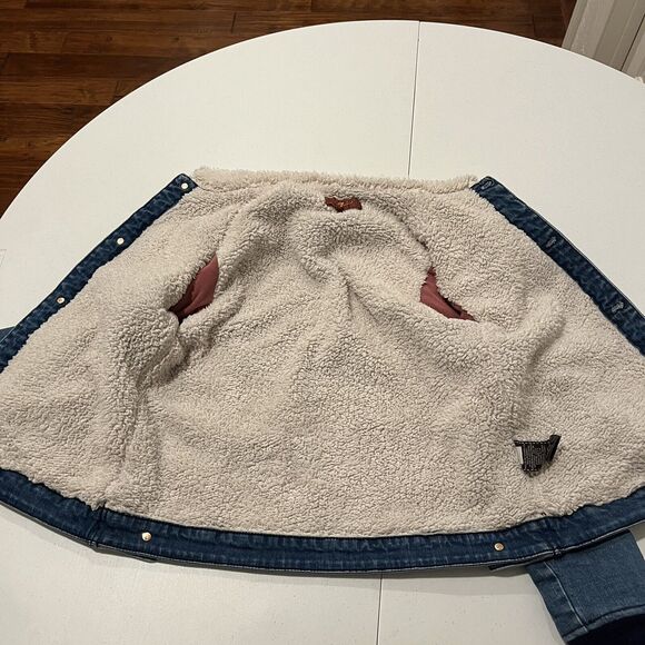 7 For All Mankind Denim Jacket Sherpa Lined Size XL Stretchy Womens's - Picture 3 of 8